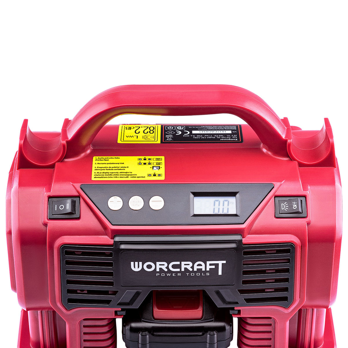 Top view of worcraft cordless inflator