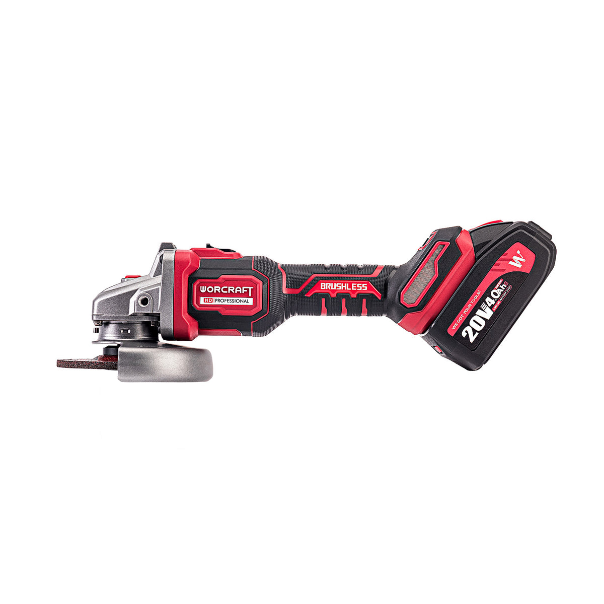 Worcraft angle grinder cordless sideview