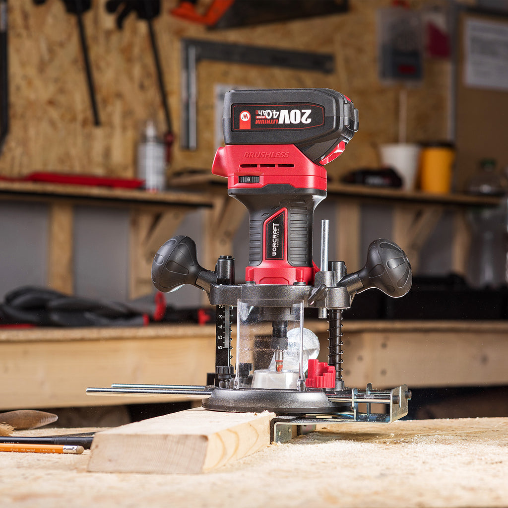 WorCraft 20V Cordless Router — Brushless, Variable Speed