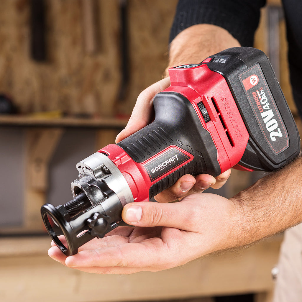 WorCraft 20V Cordless Router — Brushless, Variable Speed