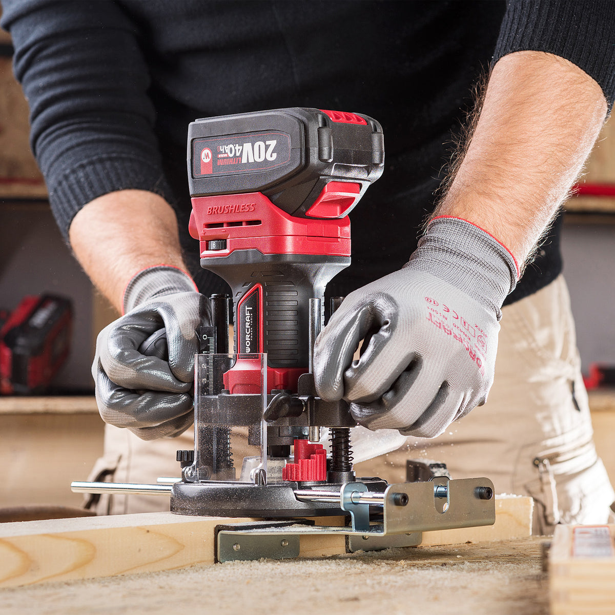 WorCraft 20V Cordless Router — Brushless, Variable Speed
