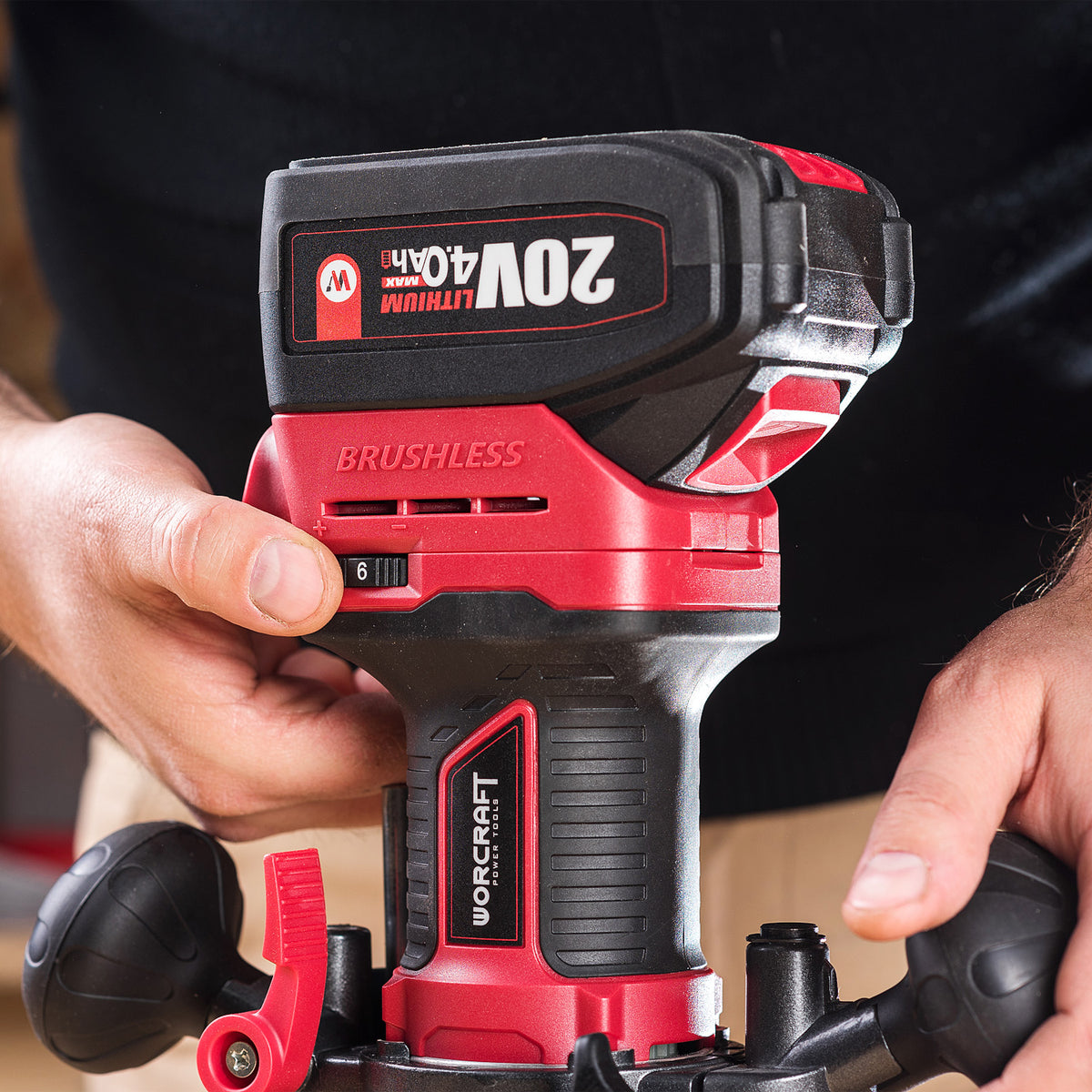 WorCraft 20V Cordless Router — Brushless, Variable Speed