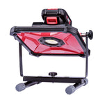 A red and black Worcraft brand led work light with a battery pack mounted on top, set against a solid white background.