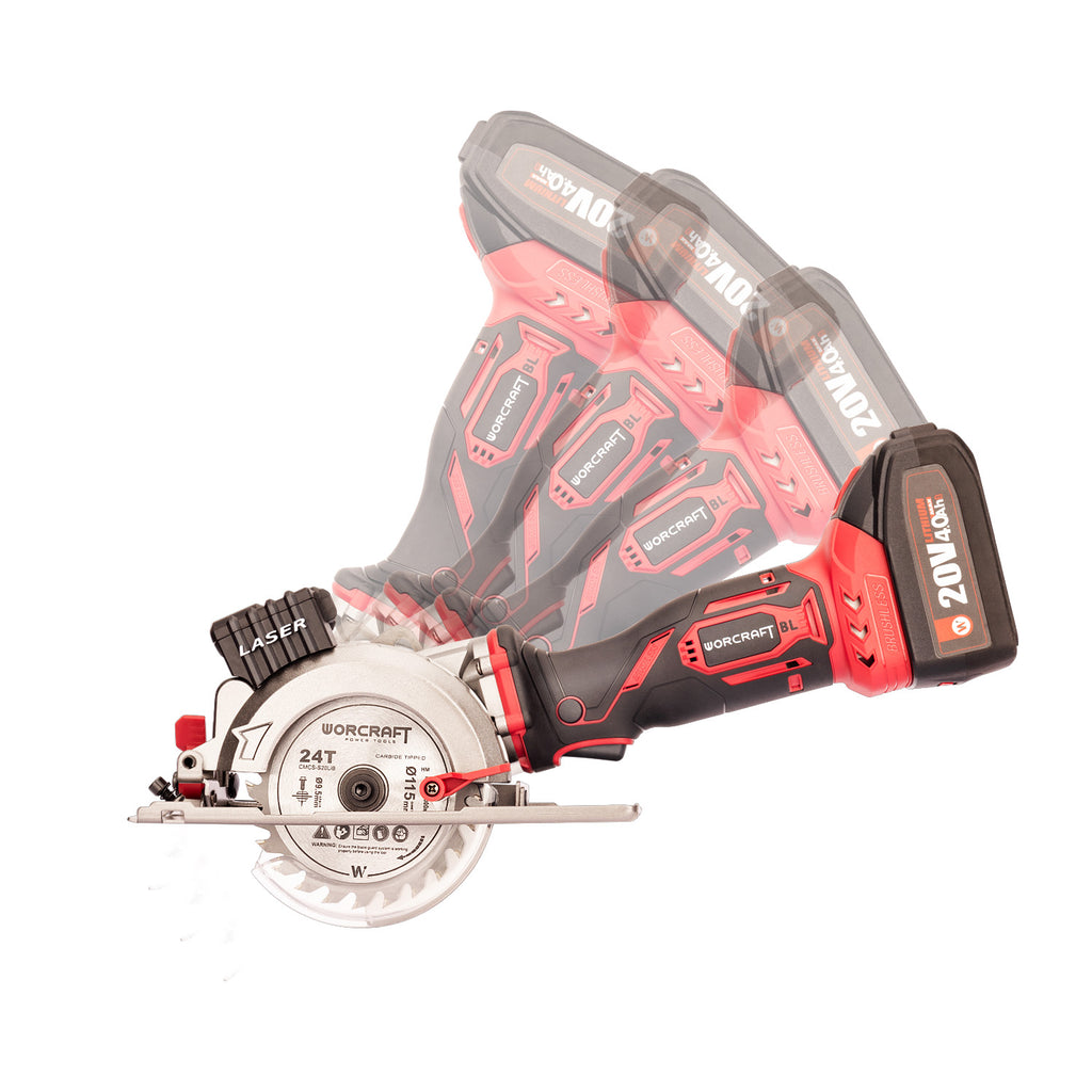WorCraft 20V Brushless Mini Circular Saw — 4-1/2 in, Tool Only