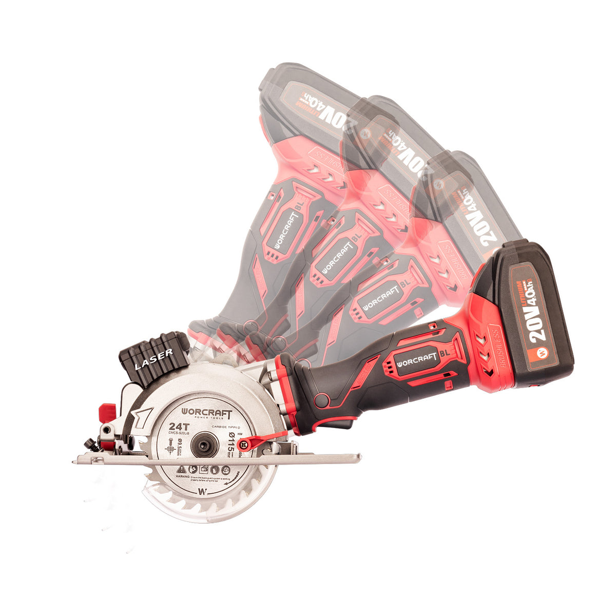 WorCraft 20V Brushless Mini Circular Saw — 4-1/2 in, Tool Only