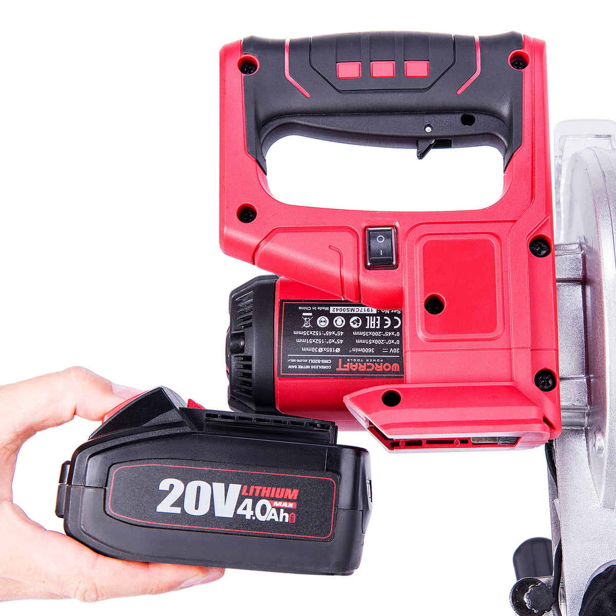 WorCraft 20V Cordless Sliding Miter Saw — 7-1/4 in, Tool Only