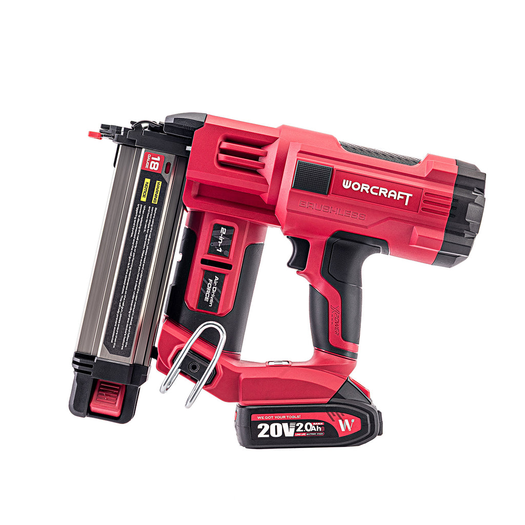 WorCraft 20V Cordless Brad Nailer & Stapler — 2-in-1, Tool Only