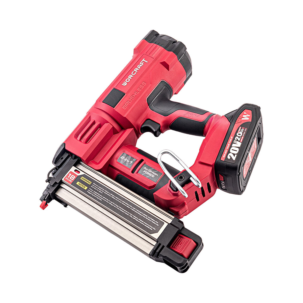 WorCraft 20V Cordless Brad Nailer & Stapler — 2-in-1, Tool Only