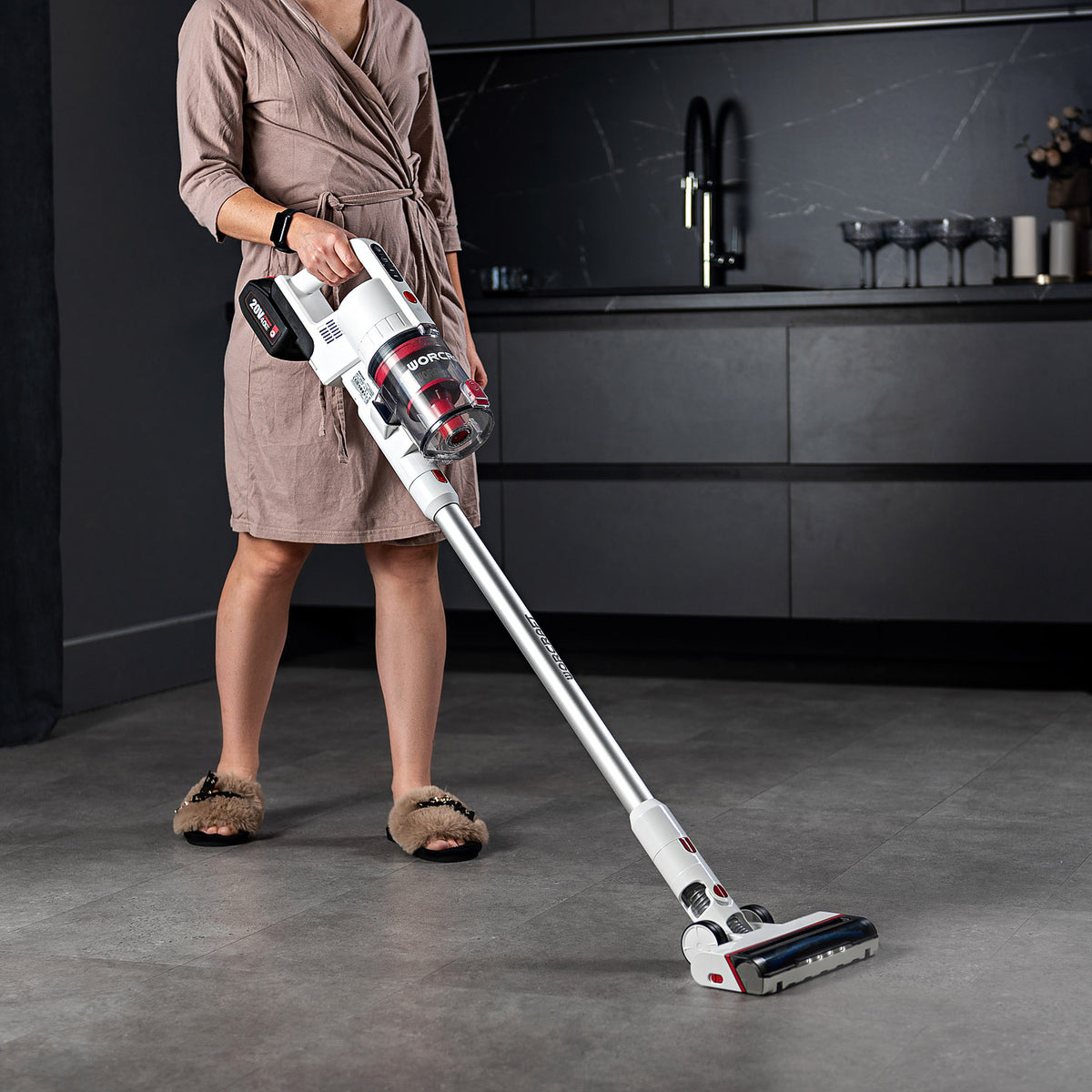 WorCraft 20V Cordless Stick Vacuum — 20kPa, 1.2L, Tool Only