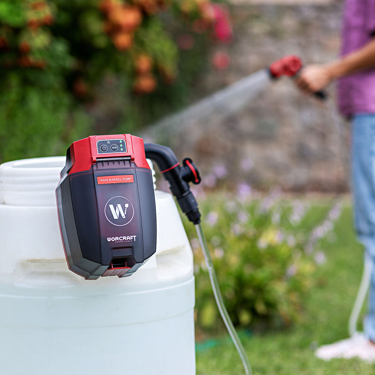 WorCraft 20V Cordless Rain Barrel Pump — Garden Irrigation