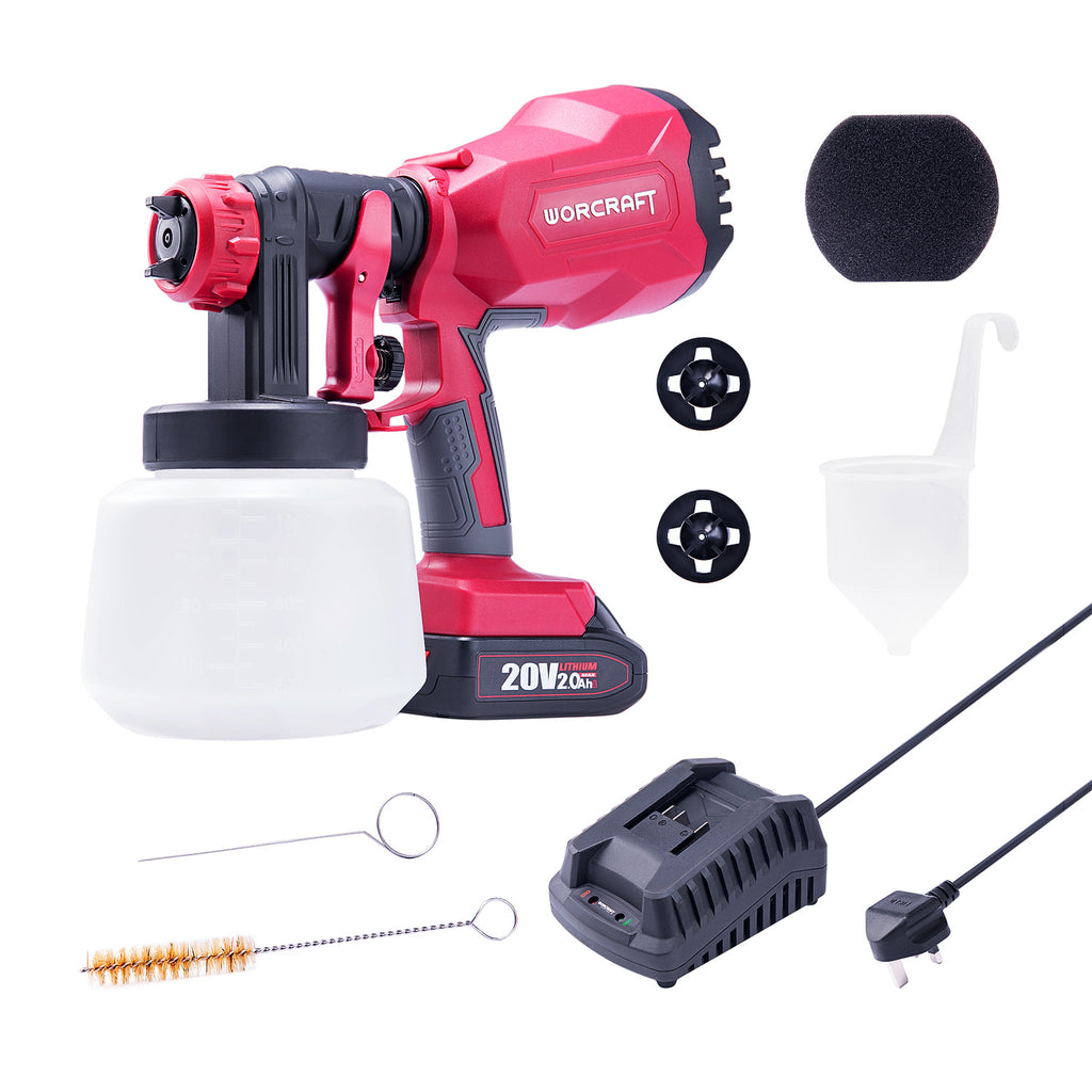 WorCraft 20V Cordless Paint Sprayer — HVLP Spray Gun, Tool Only