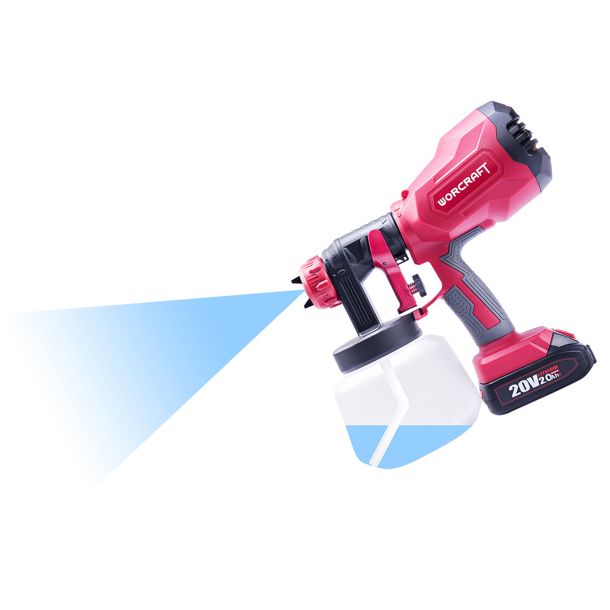 WorCraft 20V Cordless Paint Sprayer — HVLP Spray Gun, Tool Only