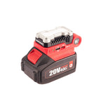 A cordless tool battery pack in red and black with a white top connector, featuring the WORcraft brand logo and 20V 4.0Ah capacity text on a white background.