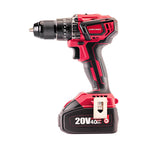 A cordless drill driver with a red and black body, shown with its battery pack attached against a plain white background. The brand name 'WORCRAFT' is clearly visible on the side of the tool.
