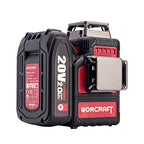 A WORCRAFT 20V 2.0Ah Lithium+ battery pack with an integrated mounting bracket, shown on a solid white background.