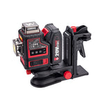 A cordless laser level and level square set from Worcraft on a clean white background. The set includes a red and black laser level with a 20V 2.